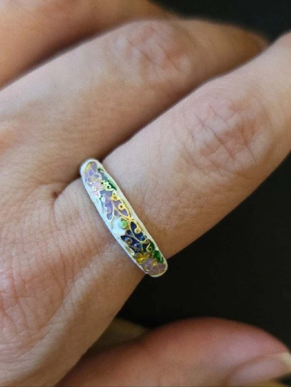 Gold-Tone Multicolor Floral Enamel Dome Ring - Women Jewelry Size 9 NIB